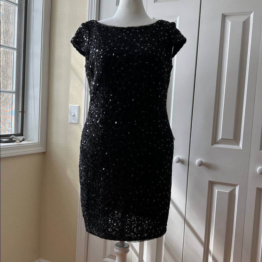 Adrianna Papell Black Sequin Mini Dress